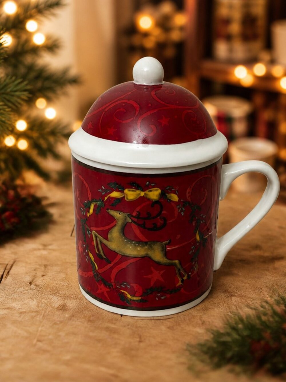Christmas Reindeer Mug With Lid